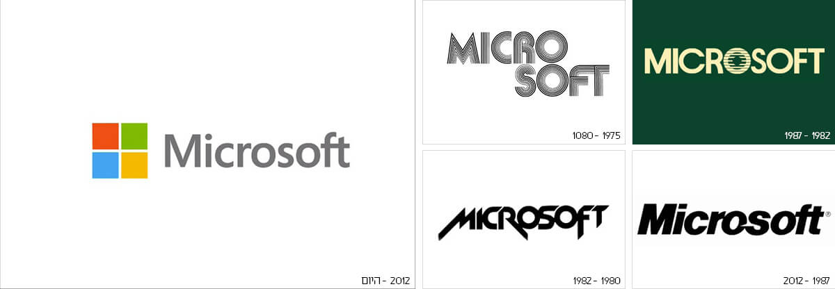 השינויים בלוגו של מיקרוסופט במשך השנים