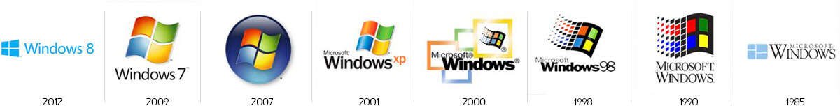 השינויים בלוגו של WINDOWS במשך השנים
